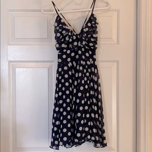 Blue and white polka dot strappy dress size m